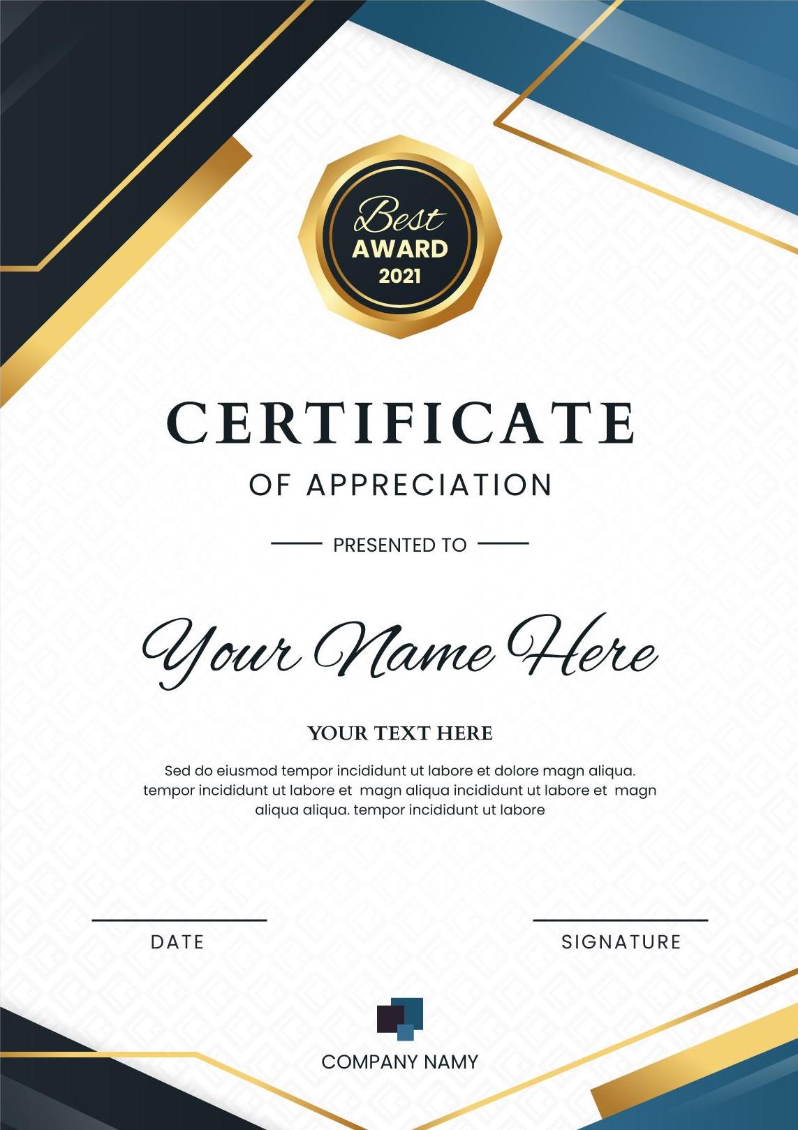 Certificate sample 1